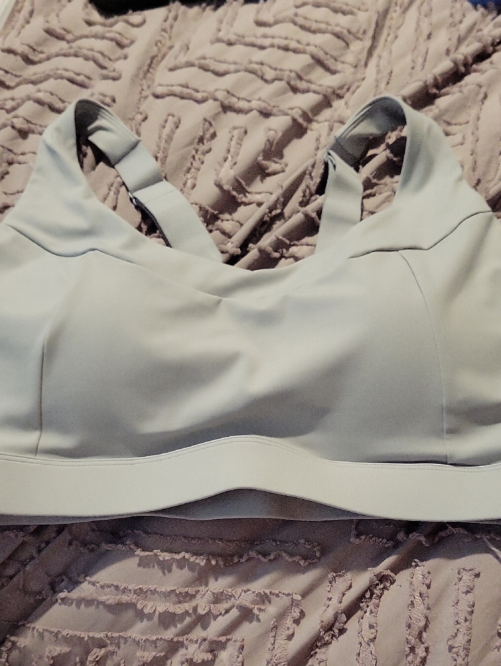 Women’s Supportive Light Gray Sports Bra with Wide Straps